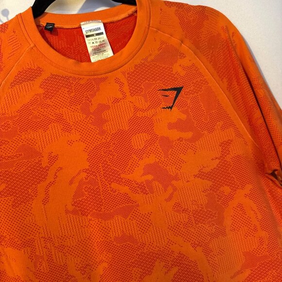 Gymshark Geo Seamless Orange Short Sleeve Performance Shirt M Workout Gym Active - Picture 5 of 6
